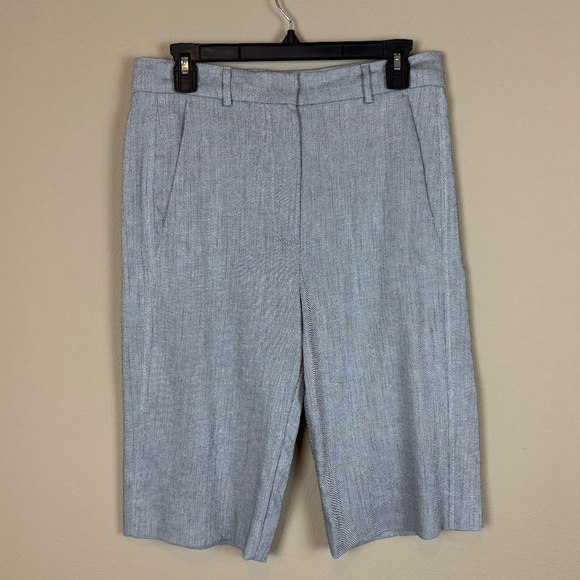 MaxMara SportMax Gray/Black Stretch Linen/Cotton Bermuda Capri Shorts - Picture 1 of 11